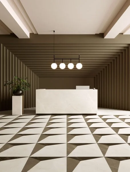 Керамогранит Coliseum Фьямма Уайт Вставка Фрэйм 60х60 (Натуральный и Реттифицированный) в Волгограде